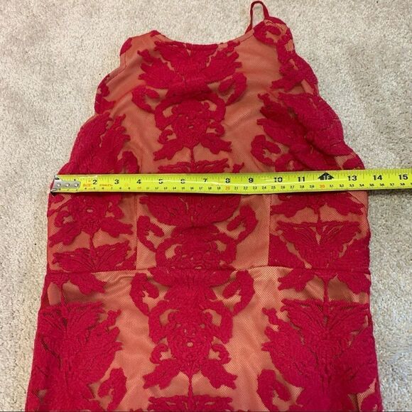 Red lace sleeveless halter top mermaid maxi dress gown size medium - Picture 13 of 15